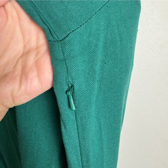 Treasure & Bond Lace Up Front Long Sleeve Midi Dress Green Size S Flowy Pockets - Picture 11 of 11